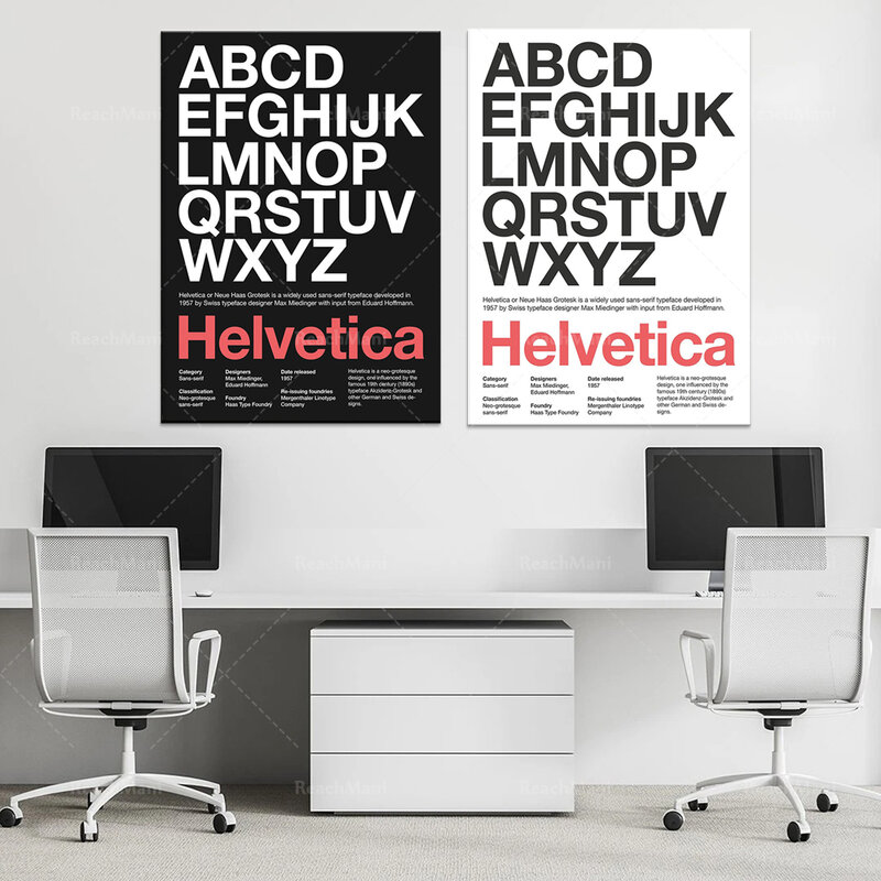Helvetica ตัวอักษรโปสเตอร์พิมพ์โปสเตอร์ของขวัญสำหรับนักออกแบบ. ของขวัญสำหรับนักเขียนโฆษณา Agency ตกแต่งโปสเตอร์
