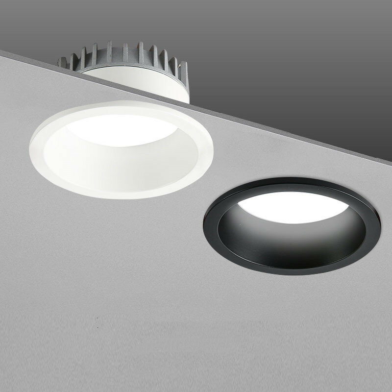 凹型アンチグレアled cobダウンライト18ワット24ワット調光可能な85-265v天井ランプスポットライト12ワット15ワットの寝室の照明