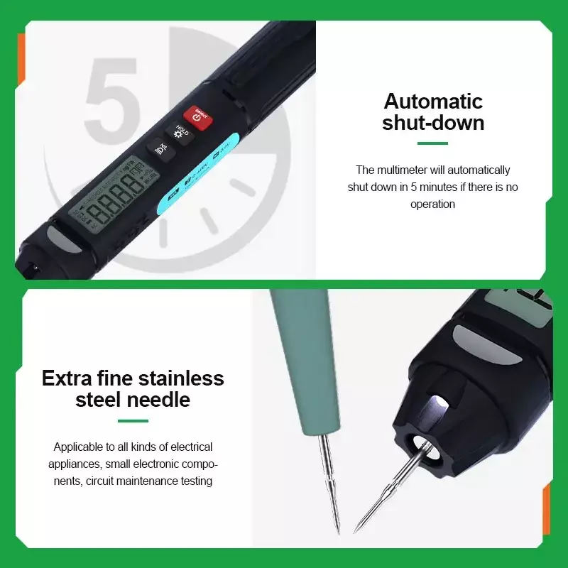 RELIFE DT-02 디지털 펜 타입 멀티미터, DC AC 전압 테스터, 스마트 멀티미터 전압계, NCV 휴대폰 수리 도구