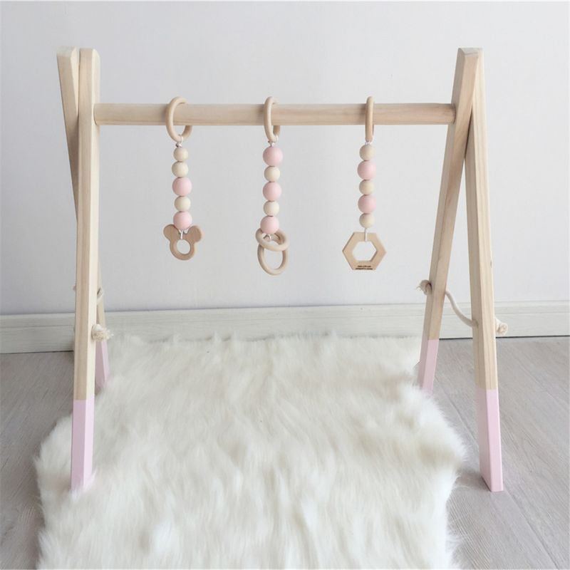 Q0KB Solid Fitness Rack Pendants Newborn Baby Gym Toy Hanging Ornaments Baby Rattle for Children Kids Room Decor