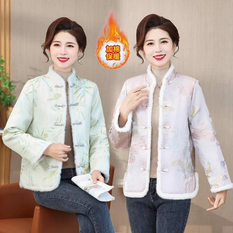 Jaqueta de algodão estilo Tang feminina, estilo chinês, artista Hanfu, tops cheongsam melhorados, casaco acolchoado para outono e inverno, Z4634
