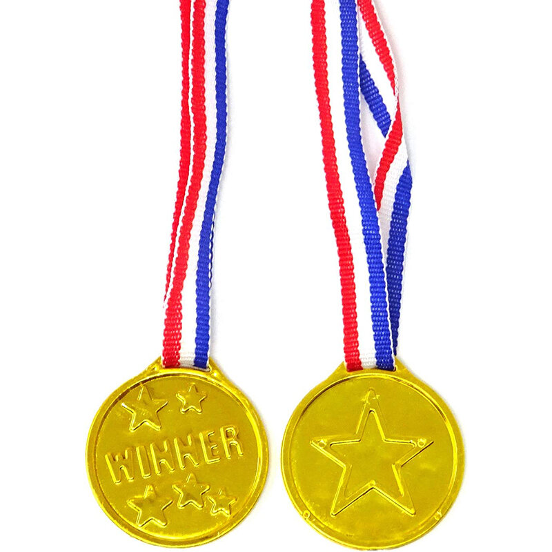 5/10/20Pcs Kinderen Plastic Gold Winnaar Award Medailles Party Favor Sport School Concurrentie Klasse Beloningen Pinata vulstoffen Carnaval