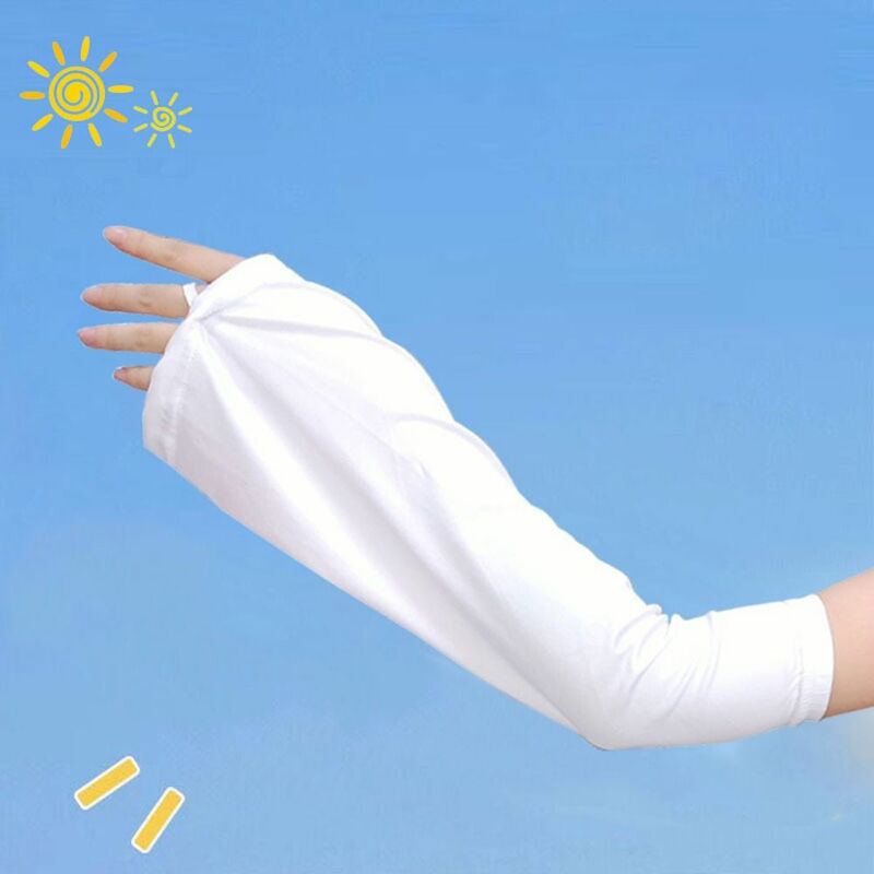 Lengan tabir surya musim panas wanita, lengan lengan lengan tabir surya ukuran besar warna Solid, lengan tangan sutra es