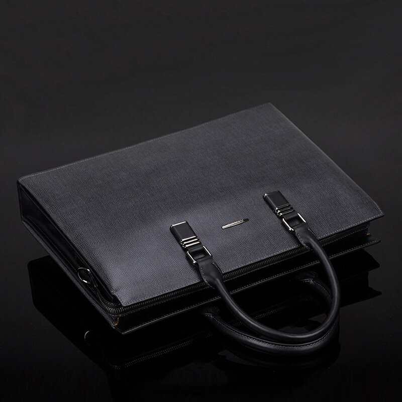 Briefcase Large Capacity Men's Cowhide Material Solid Color Simple Modern Fashion Casual Portable Large Capacity StorageComputer
