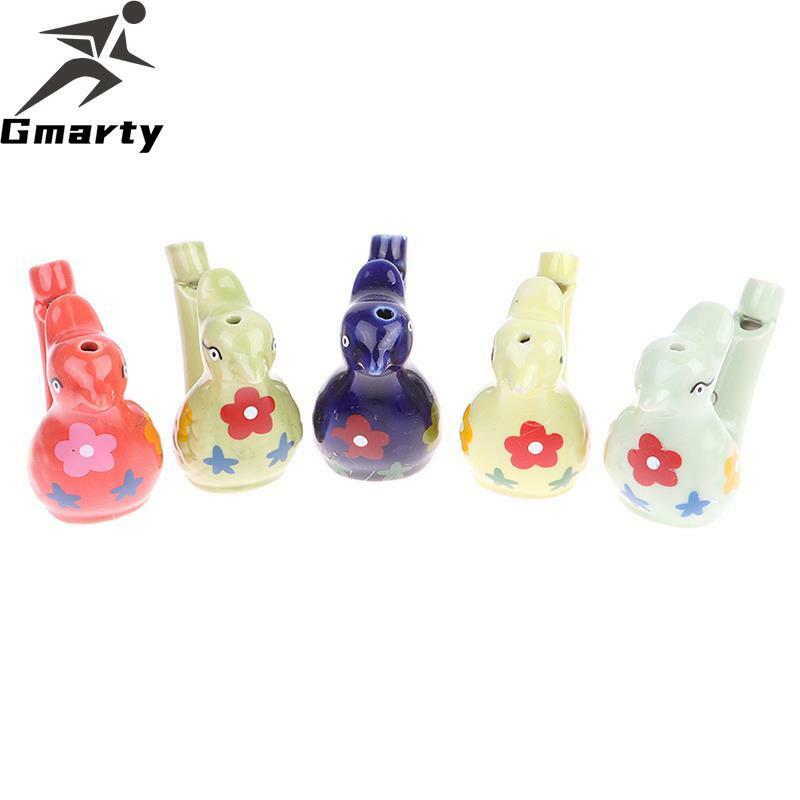1Pc Coloured Drawing Ceramic Water Bird Whistle With Lanyard Bathtime Musical Toy For Kid Early Learning Educational Toy