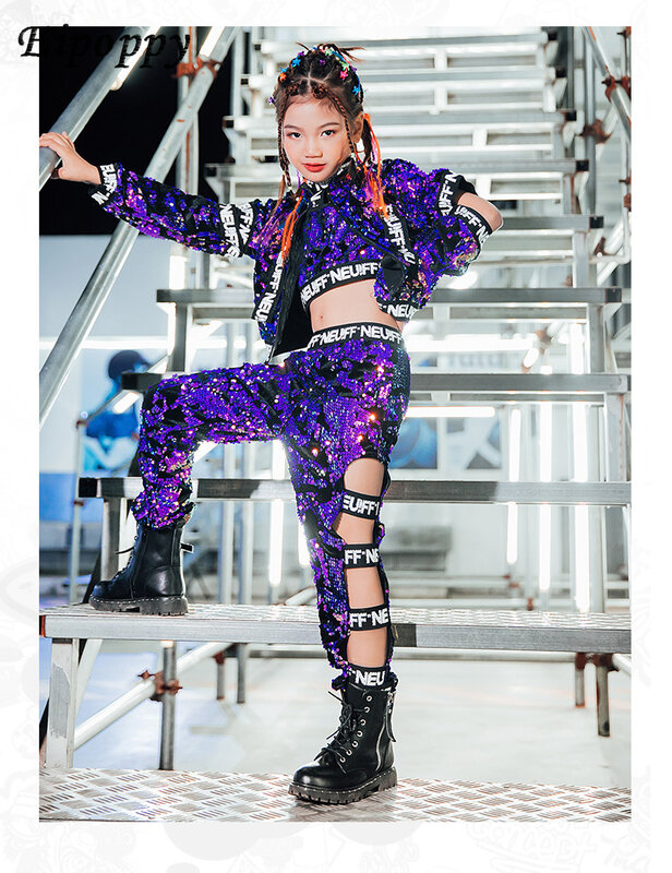 Children's Jazz Dance Cool Handsome Girl Hip Hop Sequined Suit Performance Costumes Children's Trendy Clothes