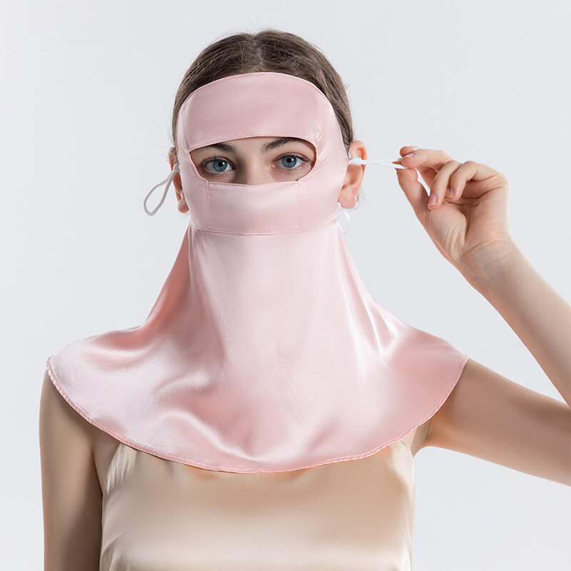 Birdtree 100% шелк тутового шелкопряда для лица женская маска от солнца защита УФ солнцезащитный крем защита шеи для верховой езды вуаль A38664Q