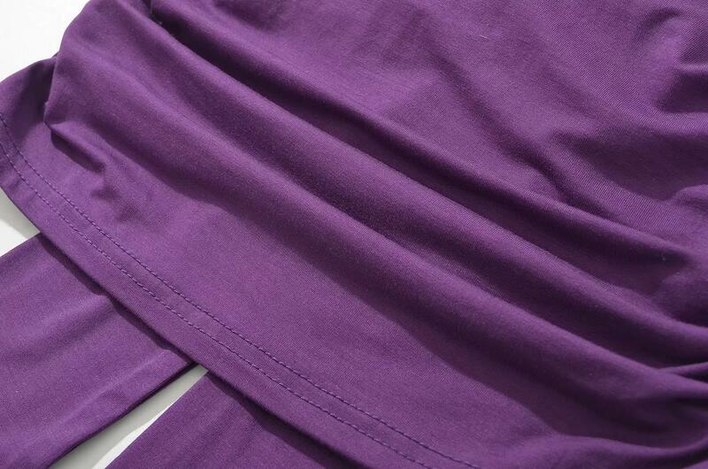 Chemisier violet élégant pour femmes, haut slim élastique, col nœud, été