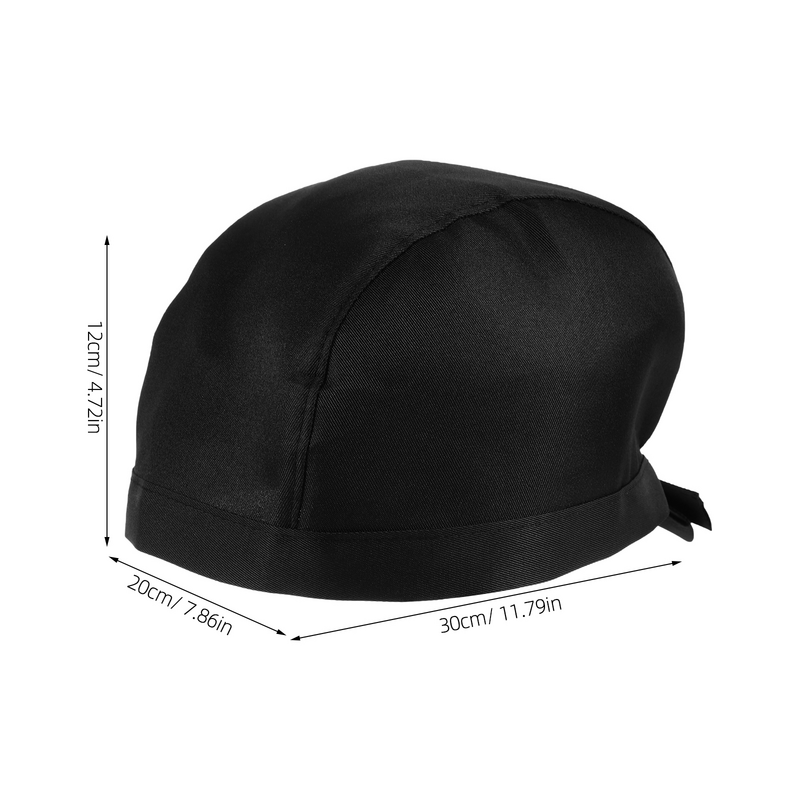 หมวกเชฟแฟชั่นผ้าโพกศีรษะริบบิ้นหัวกะโหลกสำหรับจัดเลี้ยงในครัว (สีดำ)