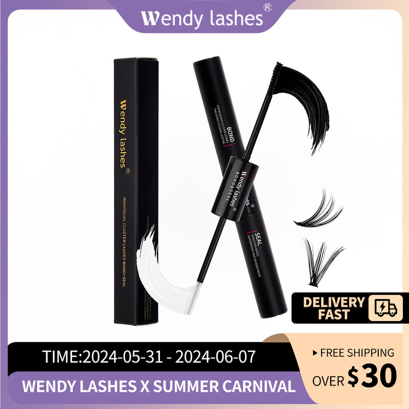 Wendy Lashes pegamento de pestañas en racimo, pegamento de pestañas de larga duración, injerto negro oscuro, resistente al agua, secado rápido, maquillaje, 10ml