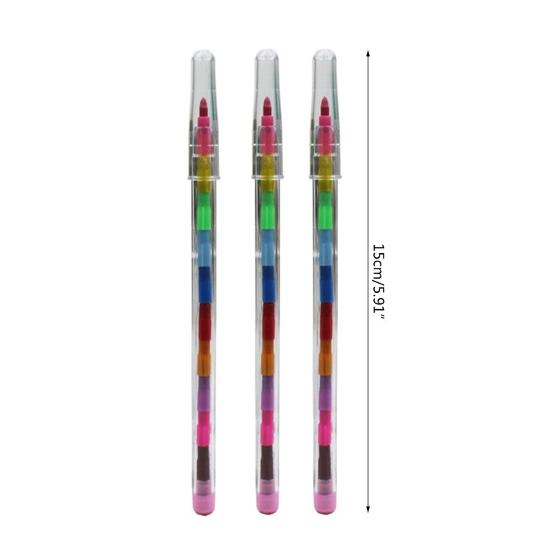10/24Pcs Pastelli impilabili Pastelli costruibili Set di matite colorate impilabili per bambini