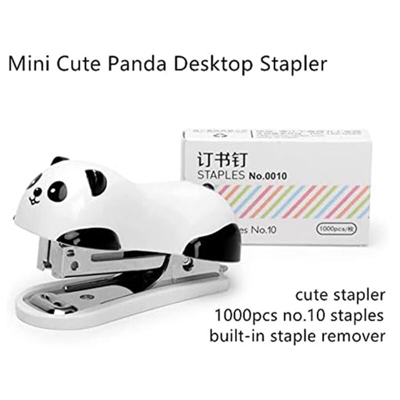 4 Pcs Panda Desktop Stapler Stapler For 12 Sheet Capacity, Stapler With 4000PCS No.10 Staple & Built-In Staple Remover
