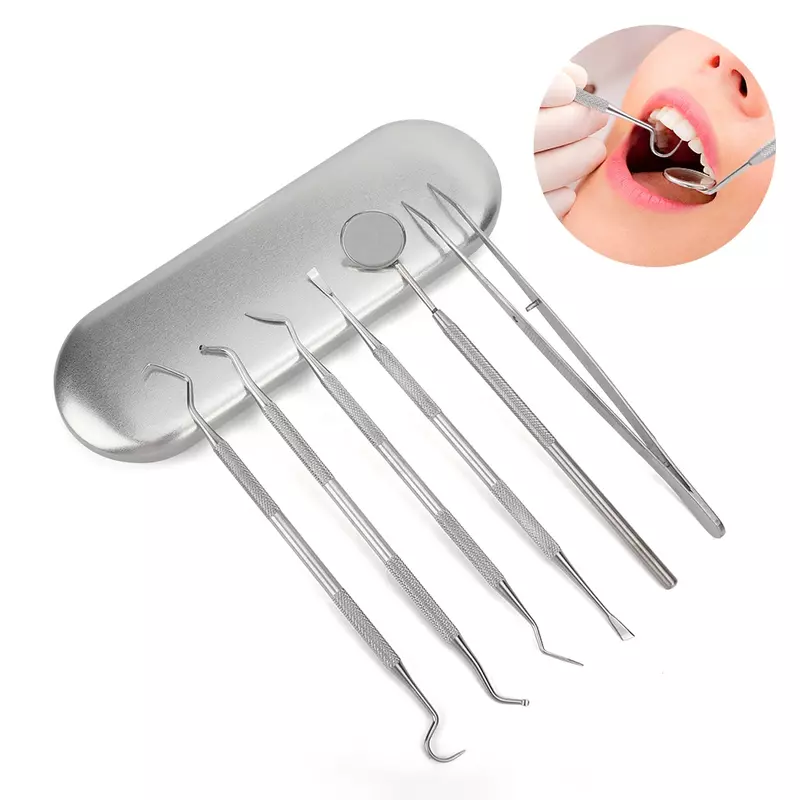3/4/5/6 dental espelho de aço inoxidável dental dentista preparado conjunto ferramenta sonda kit cuidado do dente instrumento pinça enxada foice scaler