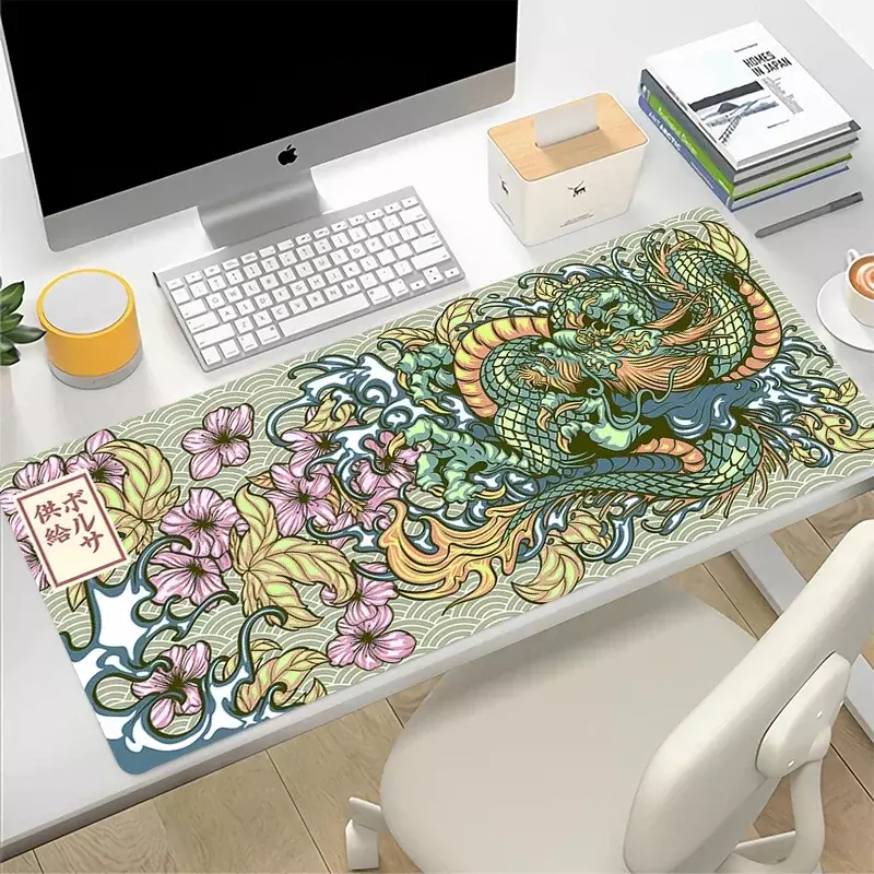 Grande Estilo Japonês Mouse Pad, Gamer Desk Mats, Mouse Pad, Tapete De Teclado, Velocidade, Onda Do Mar, 900x400mm