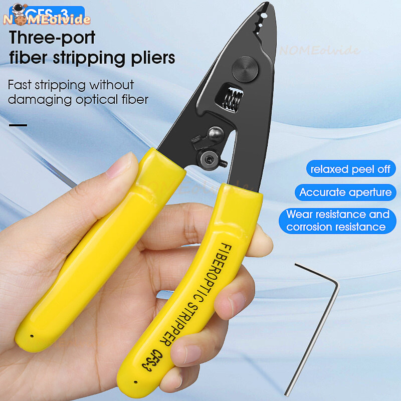 Free Shipping 3 packs Fiber Optic Tool Kit Scissors Double Hole Pliers Stripper and Fiber Optic Stripper CFS-3