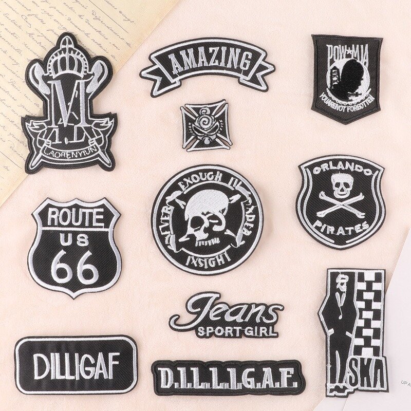 2024 English Letter Embroidery Patch DIY Stickers Iron on Patches Badges Fabric Emblem Adhesive Clothing Jacket Hat Accessories