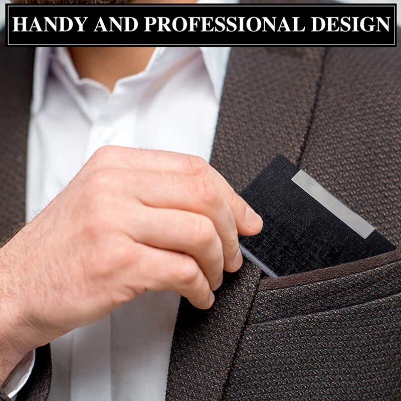 Professional Business Card Holder For Women/Men 4Pcs, PU Leather Metal Credit Card Holder, RFID Blocking Card Holder