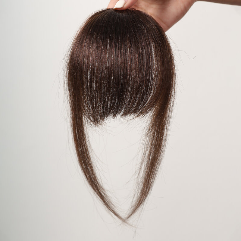 100% человеческие волосы челки натуральные коричневые Wispy челка зажим для волос челка с дужками заколка для женщин на воздухе челка дюйма