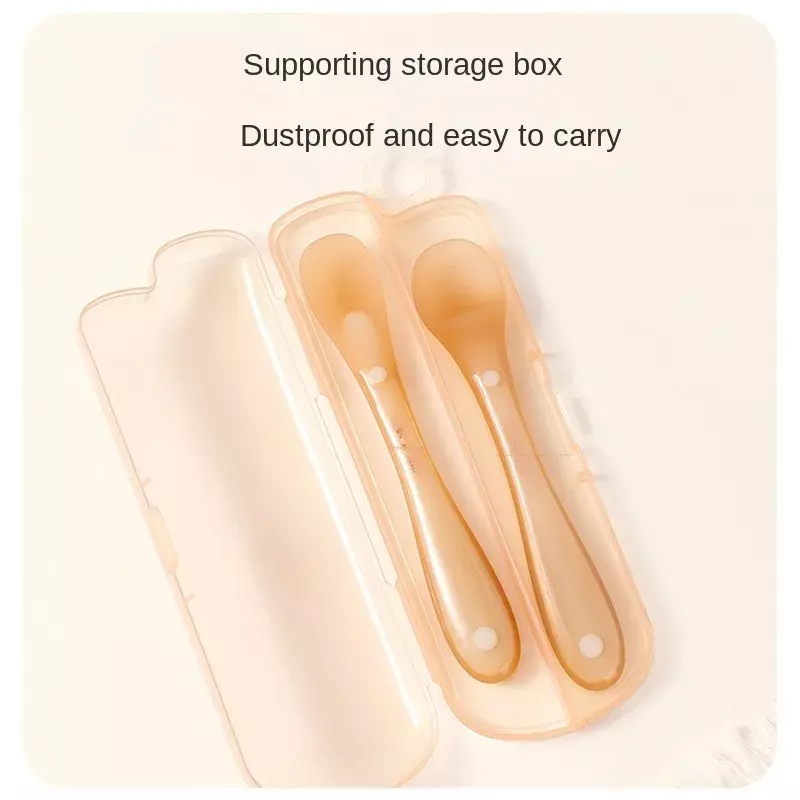 Two Piece Set Tableware Safety Soft Baby Silicone Spoon Newborn Feeding Scoop Children Cutlery Training Complementary Food