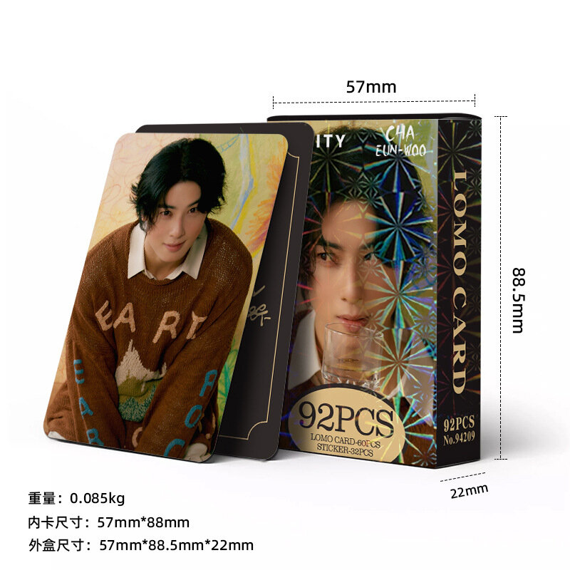 Nowa 92-częściowa karta LOMO Cha EunWoo dwustronna fotokartka