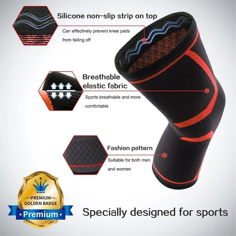 WOSWEIR 1 buah bantalan lutut elastis olahraga nilon, pelindung lutut kebugaran, penguat tempurung lutut untuk lari, basket, bola voli
