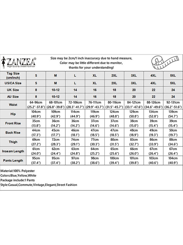 Zanzea-レディースカジュアルパンツ,伸縮性のあるウエストバンド,女性用ロングパンツ,仕事用,エレガント,ラージサイズ,プロム