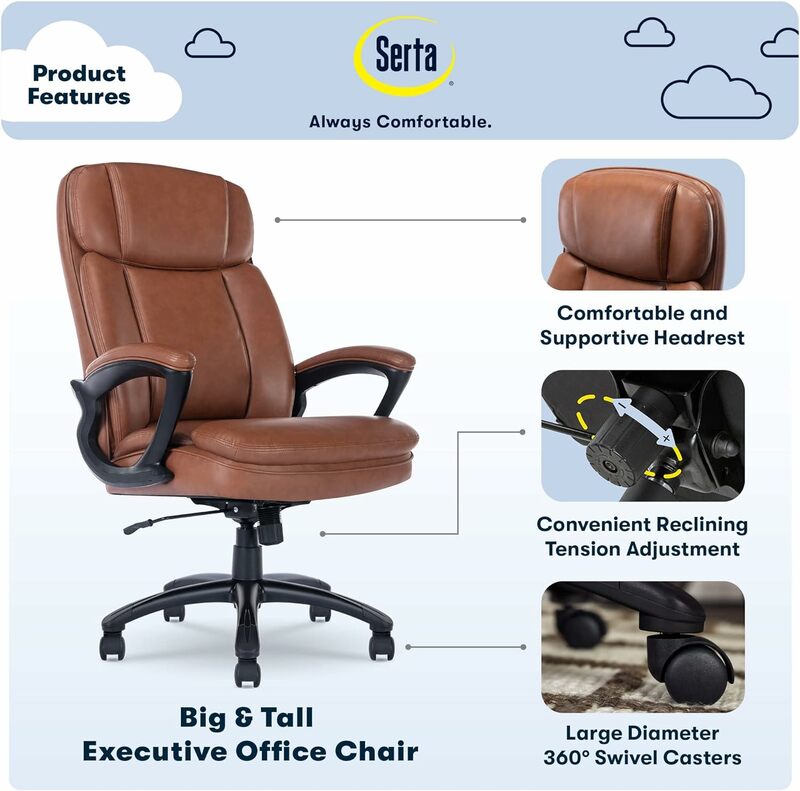 Celta-sillas ergonómicas de ordenador para juegos, asiento de oficina ejecutiva de espalda alta, grande y alto, con almohadas corporales en capas