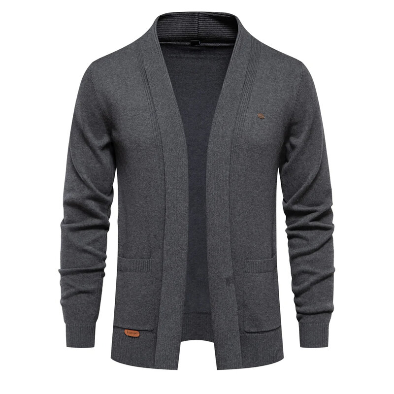 Y2K-cárdigan de algodón para hombre, suéter de punto de Color sólido, chaquetas con cuello vuelto, moda, invierno, nuevo