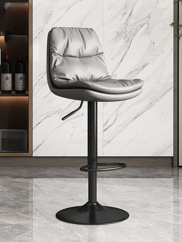 Silla de Bar con respaldo giratorio, taburete de recepción, de acero galvanizado, para mostrador de cocina, sillas de comedor