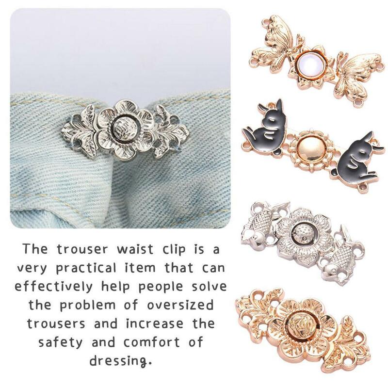 Bow Knot No Nail Waist Tightening Button Detachable Jeans Skirt Tightening Waist Mark Fixing Device Button Pants No T0H7