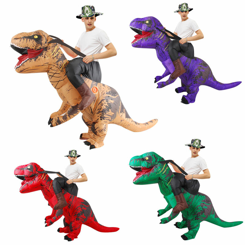 Fantazyjne maskotki dinozaur nadmuchiwany kostium dla dorosłych mężczyzna kobieta jeździć na kostiumy Dino Halloween sukienka Cosplay boże narodzenie t-rex garnitur