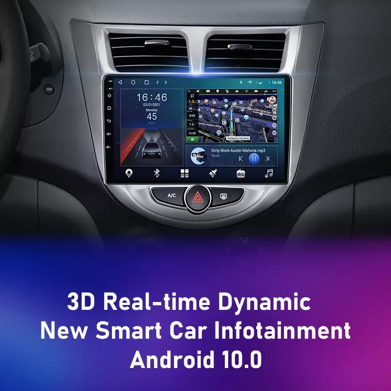 Srnubi-Autoradio Android 12, Carplay, Lecteur de Limitation, 2 Din, GPS, 4G, DVD, Unité Principale, Hyundai Soladditif, Verna, Accent 1, 2010 - 2016