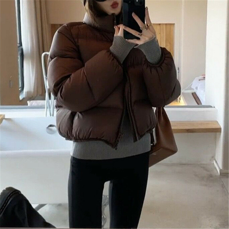 Down Jacket Women's 2023 Winter New Fashion Stand Collar Small Thick Loose Couple Outfit High Quality Coat
