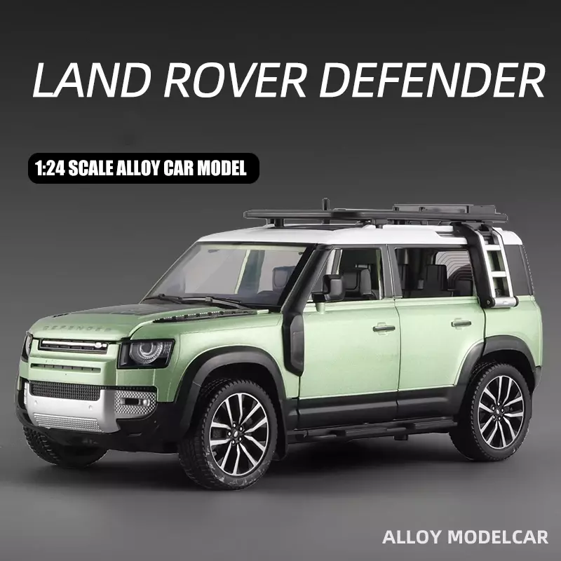 1/24 Land Rover Defender SUV Off-road Vehicle Alloy Diecast Toy Simulated Metal Model Car Sound ＆ Light Christmas Gifts For Kids