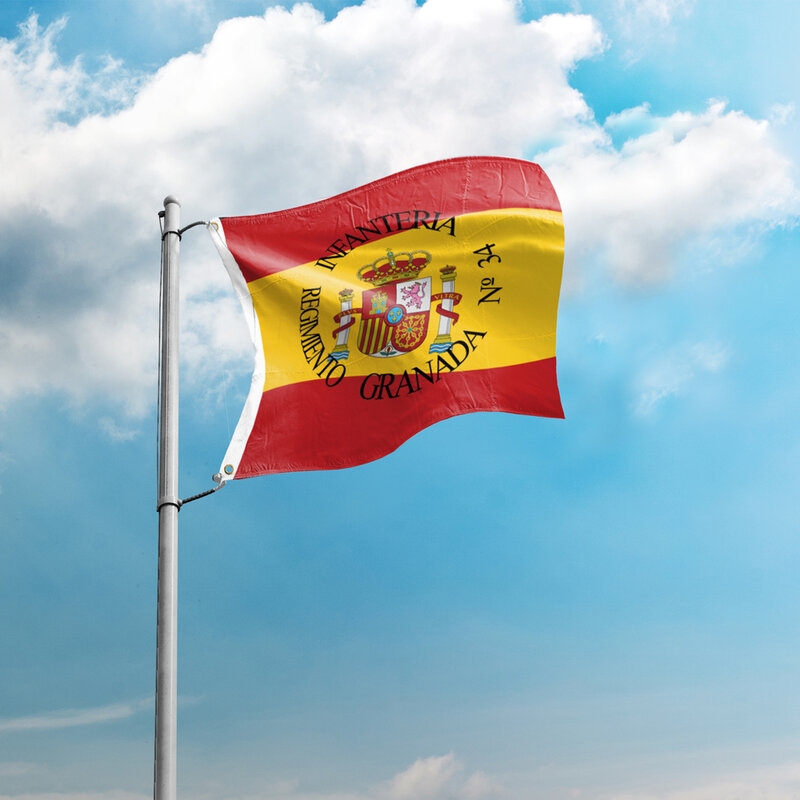 ธง Bandera de Unidad Militar espanola Army Unit flag 3x3 ฟุต 90x900 cm สเปนธงแบนเนอร์