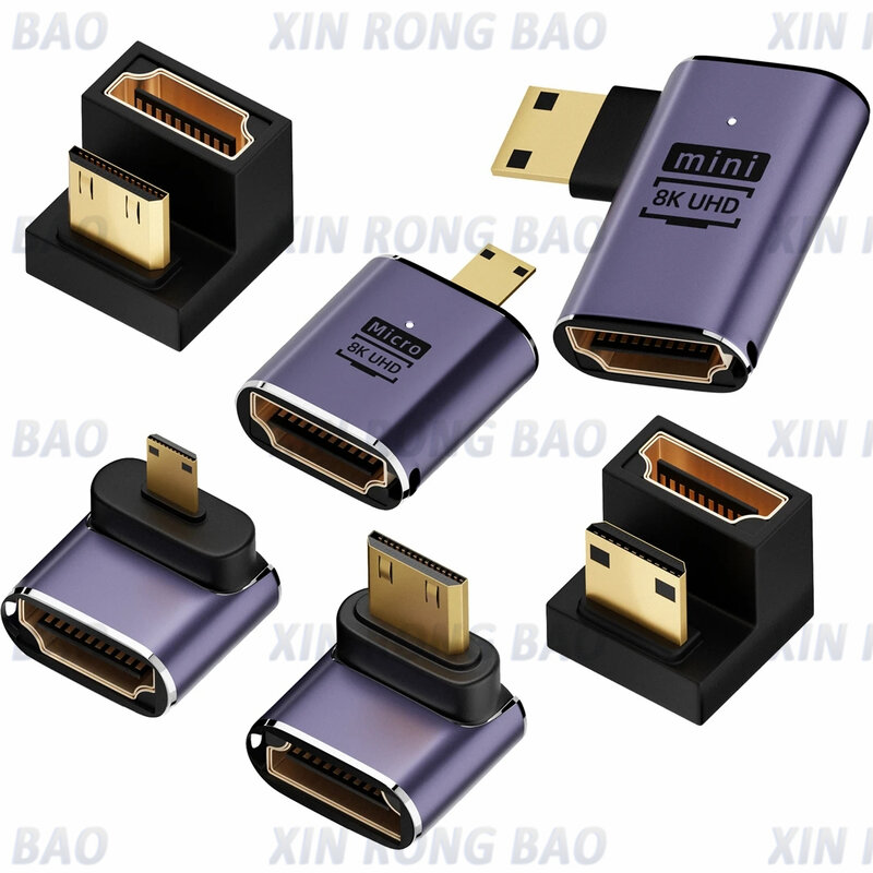 Mini-HDMI 360-Grad-U-förmiger Geschlechts adapter 2,1 Mini-HDMI-Stecker auf HDMI-Buchse abgewinkelt l Konverter 8k HD V-Erweiterung 4k 60Hz