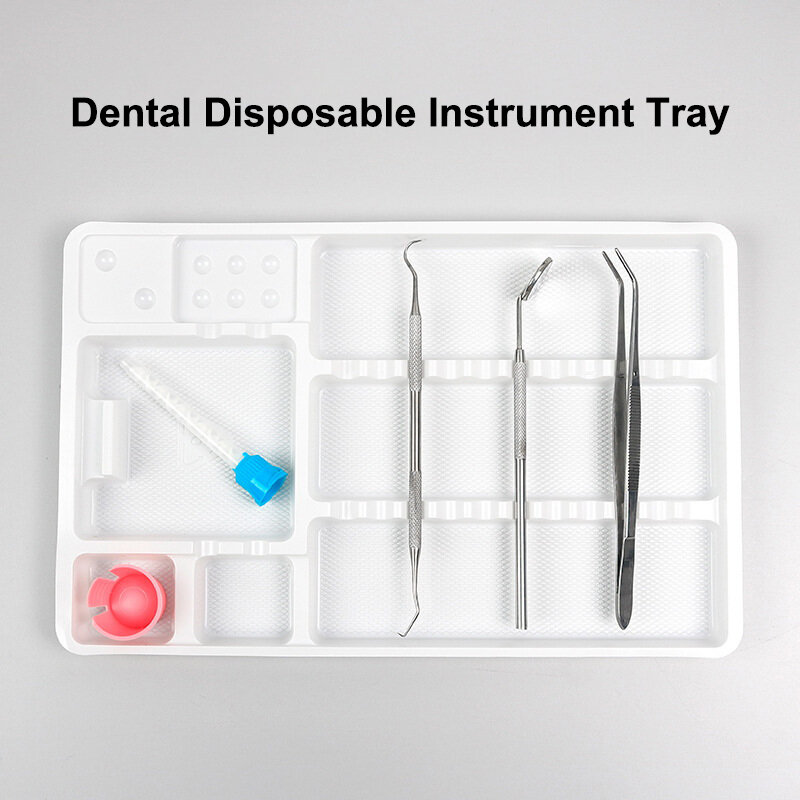 1 buah baki instrumen sekali pakai gigi plastik kotak baki instrumen bedah tempat terpisah kecil dan besar dapat habis pakai gigi