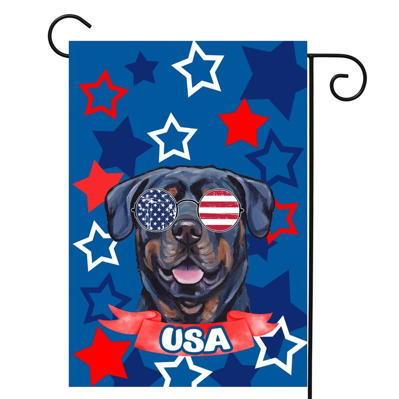 Rottweiler Dog Garden Flag Black Pet Animal dupla face poliéster casa bandeira para pátio ao ar livre gramado pátio casa decoração
