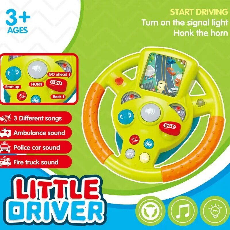 Brinquedos sonoros, artefato de coaxing do bebê, simulação de condução trolly simulação volante 1-5 anos de idade brinquedo do presente das crianças