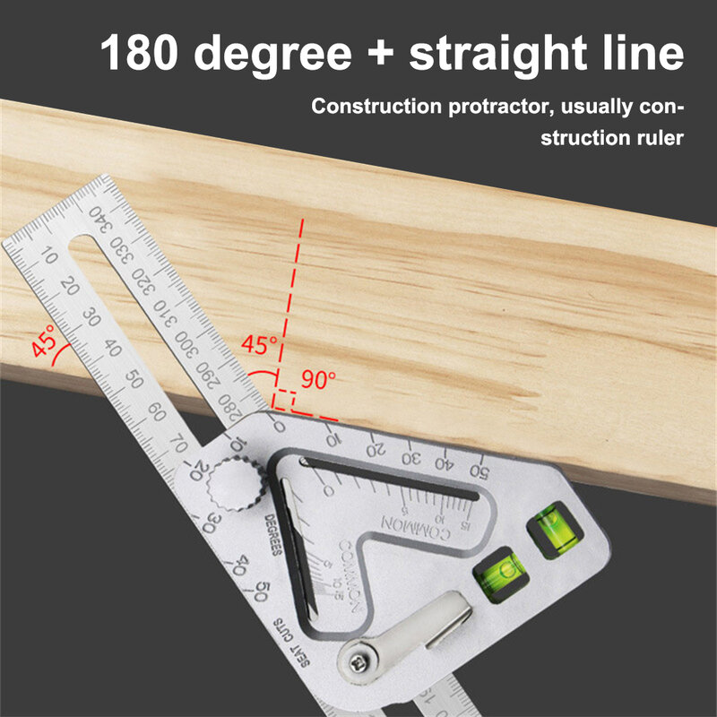 Pencari sudut multi-fungsi pengukuran busur derajat konstruksi gambar mengukur pengrajin pengukur pekerjaan kayu tukang kayu