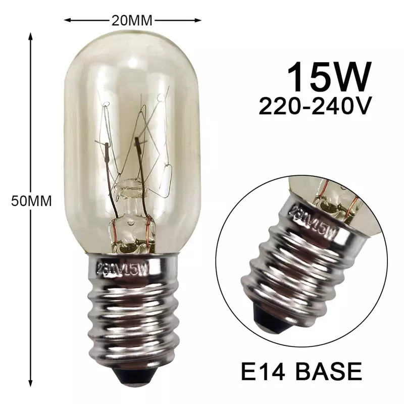 1/4/8pcs 220V E14 300 Degree High Temperature Resistant Microwave Oven Bulb Cooker Lighting Bulb 15W 25W Gold Silver