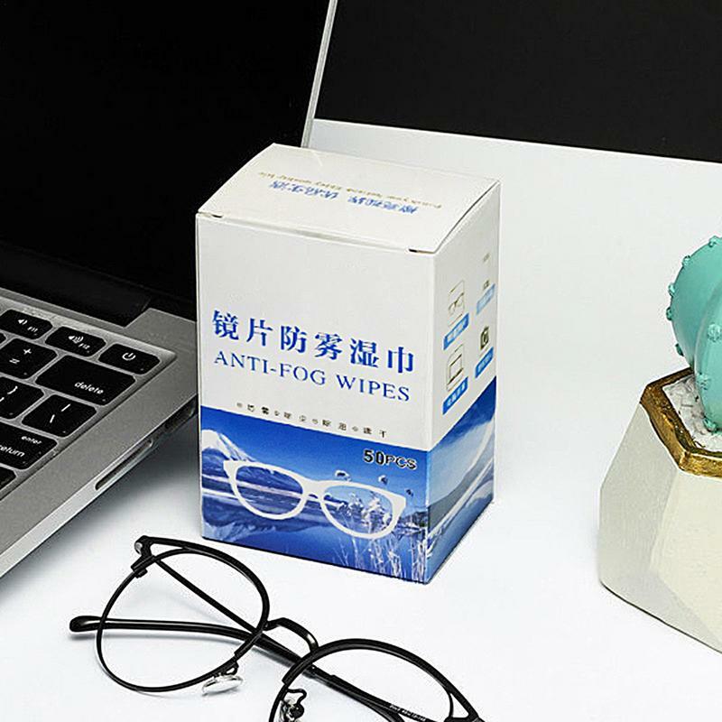 Eyeglass Anti Fog Wipes 50pcs Glasses All-Day Anti-Fog Cleaning Wipes Eyeglass Cleaning Supplies Individually Wrapped For Camera