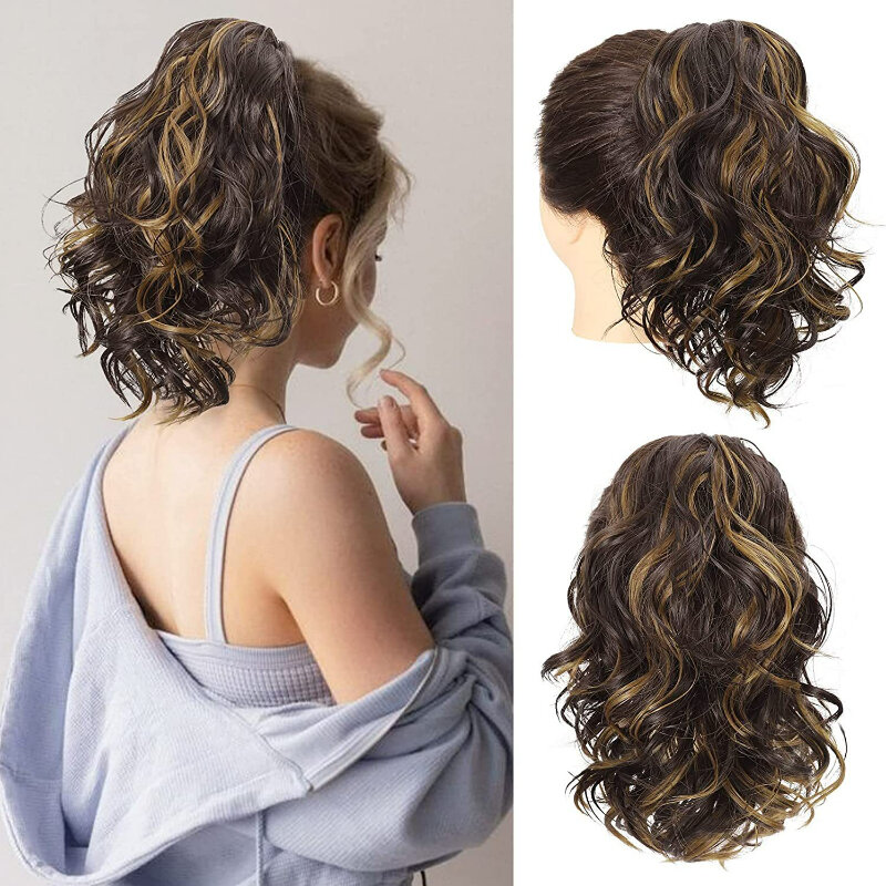 synthetic Ponytail claw Clip Short Curly Natural Tail False Hair For Women Horse Tail Hairpiece Bun for Women