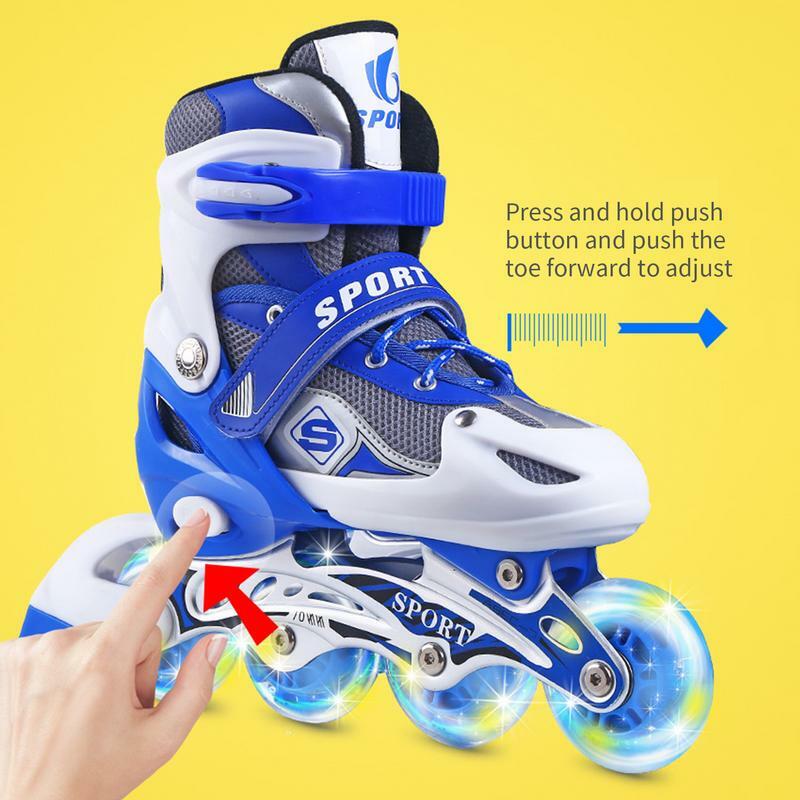 Dziecięce wrotki buty buty do łyżwiarstwa dziecięce jeden rząd dziecięce wrotki chłopięce dziewczęce rozmiar regulowane 4 koła Flash