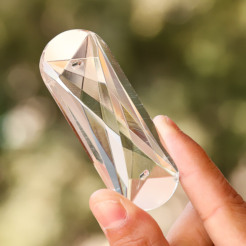 Prisme en cristal de lustre en verre à facettes, capteur de soleil, pendentif, connecteur d'espacement à 2 trous, pièce de lampe, fournitures exécutives, 3,0 pouces