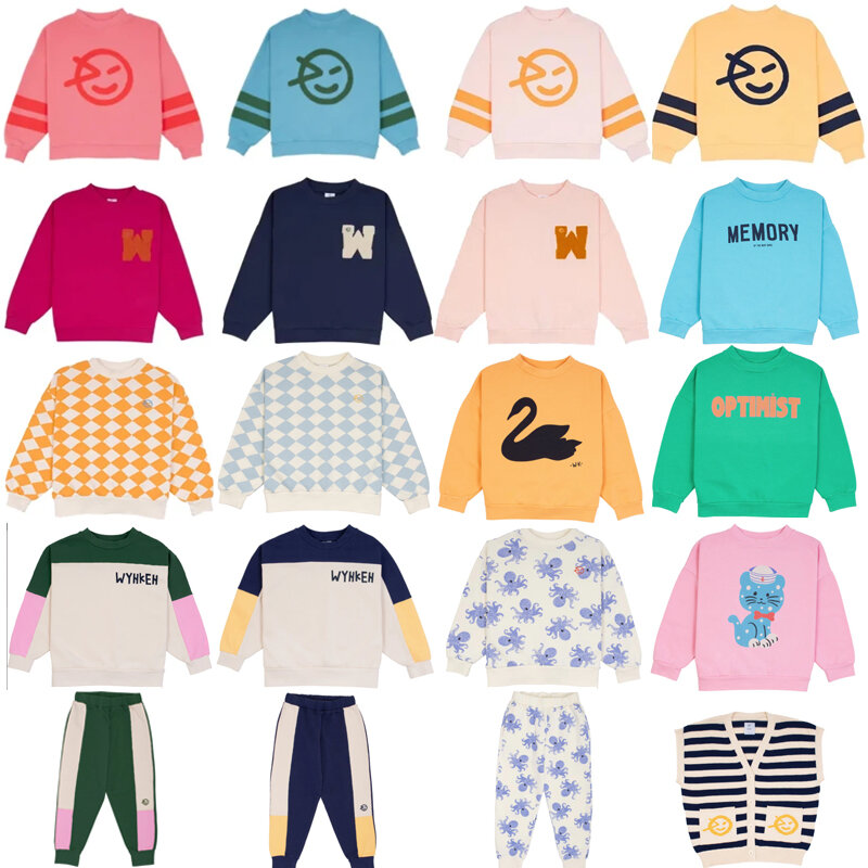 Wyn-子供用スウェットシャツ,男の子と女の子用のスウェットシャツ,かわいいプリント,アウターウェア,ベビーコットン服,トップス