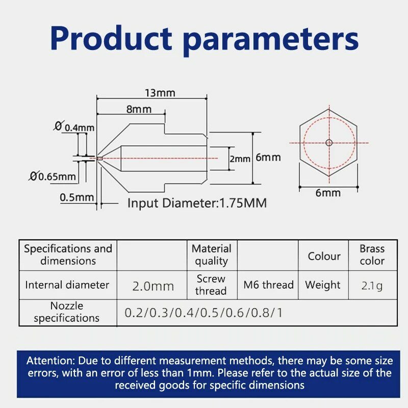 Cabeça de impressão Copper Nozzle para impressora 3D, extrusora, amarelo, peças de impressora 3D, Makerbot MK8, 1,75mm, 0,2mm, 0,3mm, 0,35mm, 0,4mm, 0,5mm, 0,6mm, 0,8 milímetros, 1,0 milímetros