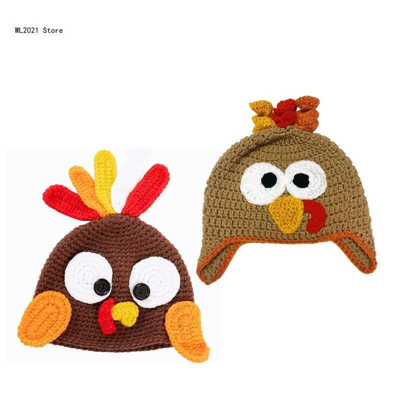Chapeau dinde en laine unisexe pour enfants, drôle d'école, mignon, Halloween, poulet Thanksgiving