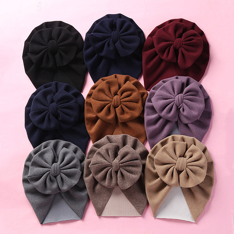 Baby Hair Accessories Imitation Cashmere Knot Bow Babes Caps Hat  Turban Head Wrap for Toddler Kids Girl Infant Baby Beanie