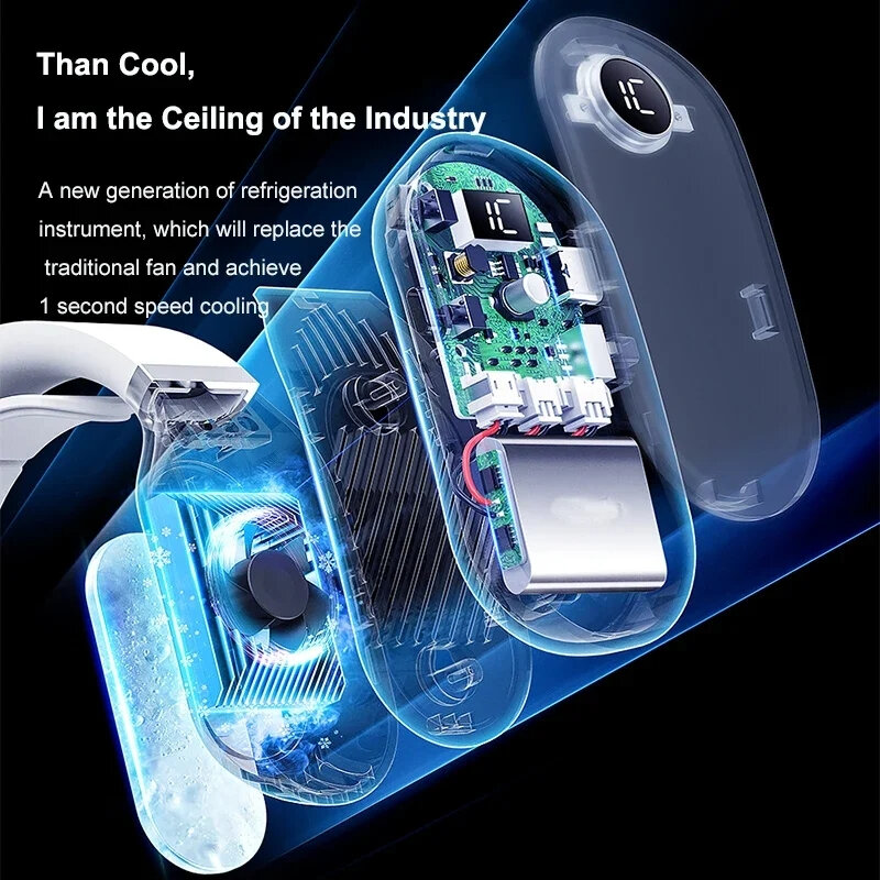 Mini Ventilateur de Cou Portable de Type-C, Sans Lame, Sans Feuilles, avec Chauffage Chaud et Refroidisseur, Nouveauté 2024